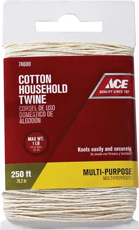 250 Ft. L White Twisted Cotton Twine For Crafts, Bundling, And Household Use