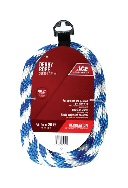 5/8 In. Diameter X 20 Ft. Length Blue/white Solid Braided Poly Derby Rope