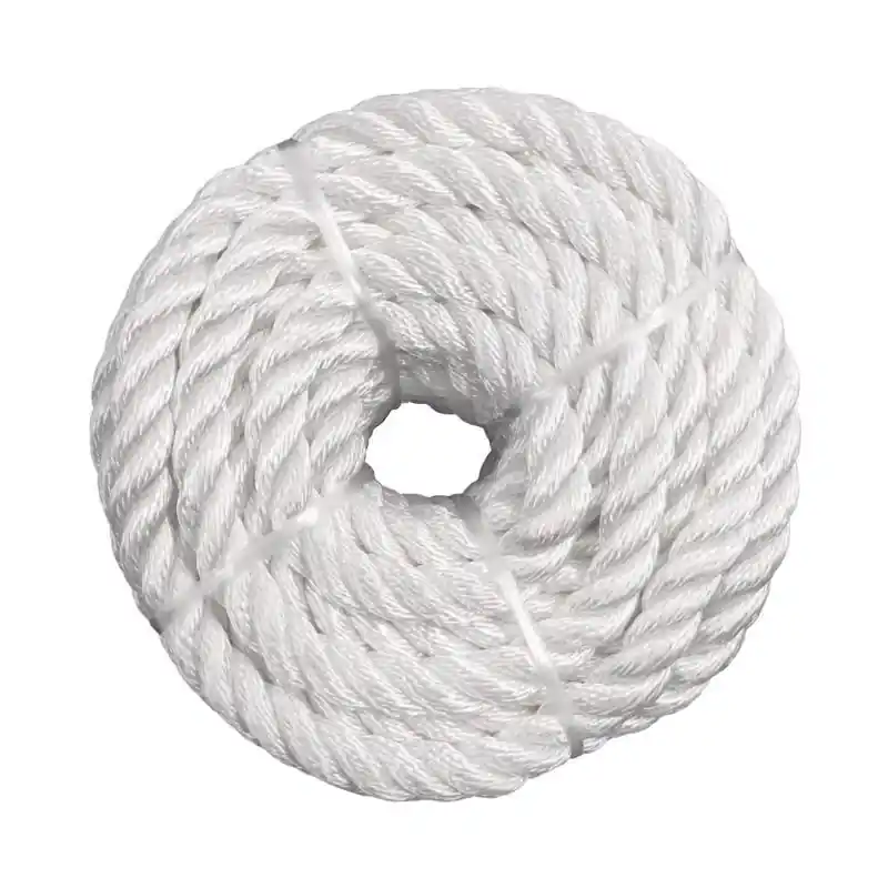 1/4 Inch Diameter X 100 Feet Length Twisted Nylon Rope - White