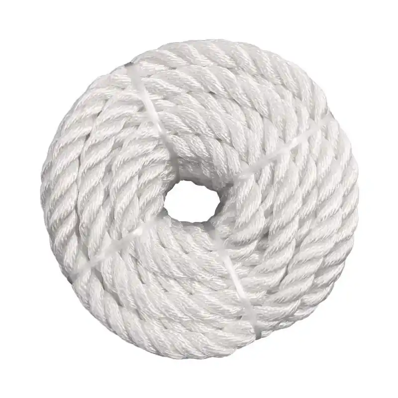 3/8 Inch Diameter X 100 Feet Length White Twisted Nylon Rope