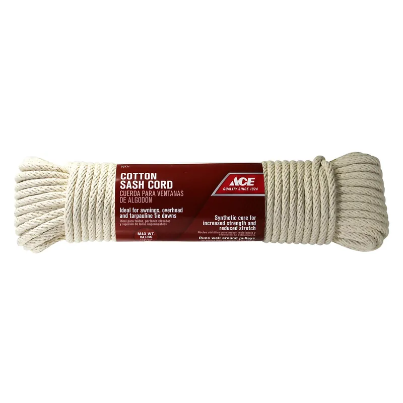 5/16 In. Diameter X 100 Ft. Length White Solid Braided Cotton Cord