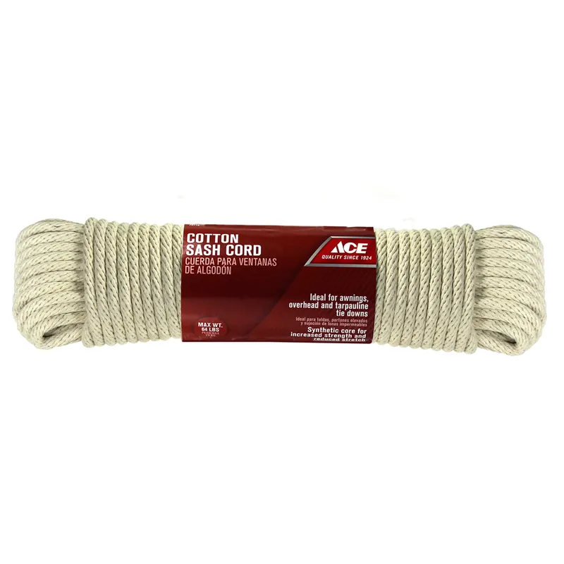 3/8 In. Diameter X 100 Ft. Length White Solid Braided Cotton Cord