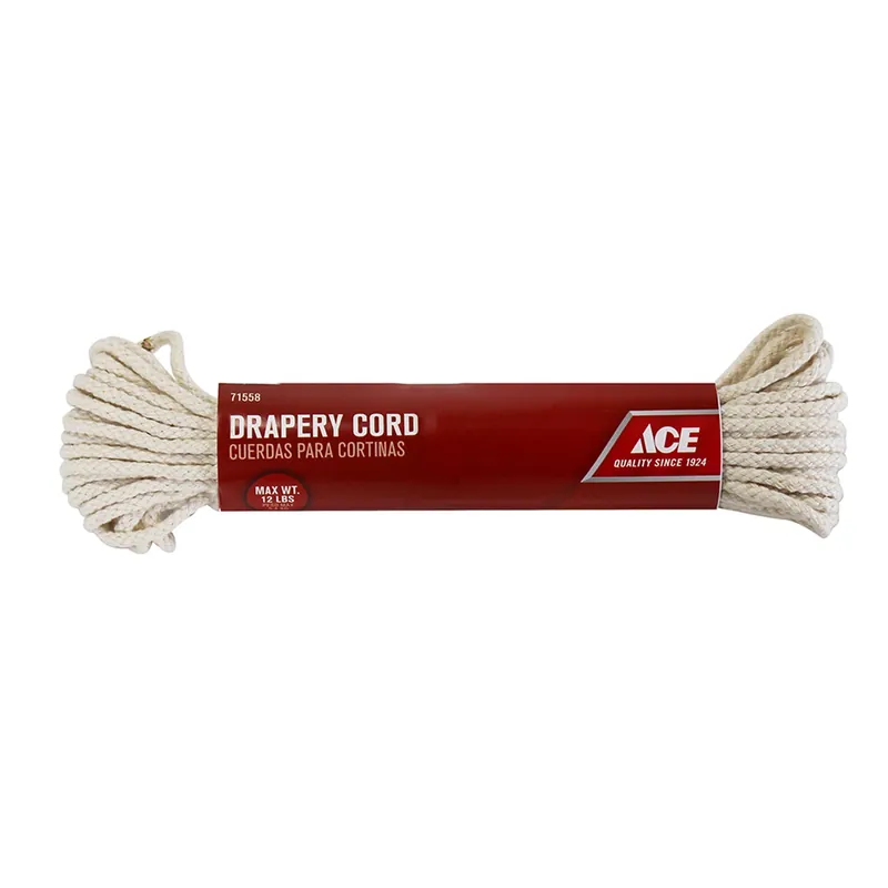 7/64 In. Diameter X 48 Ft. Length White Braided Cotton Cord For Window Treatments
