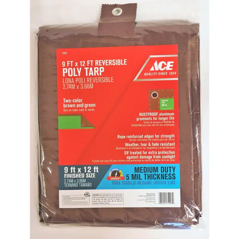 9 Ft. W X 12 Ft. L Medium Duty Polyethylene Tarp In Brown/green