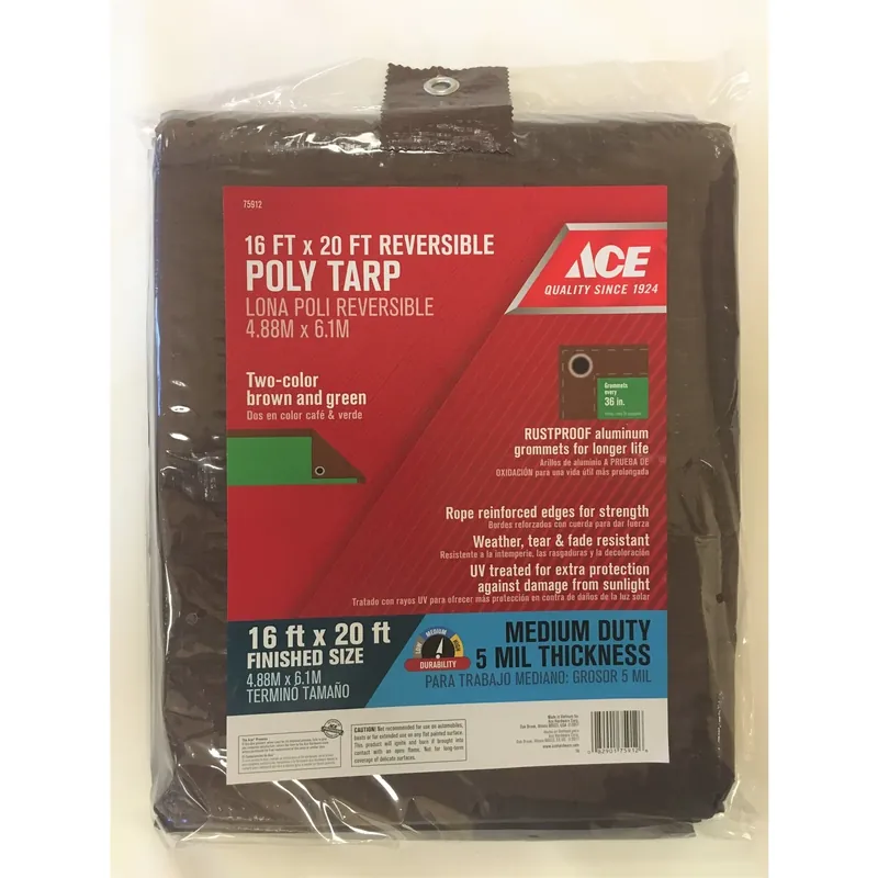 16 Ft. W X 20 Ft. L Medium Duty Polyethylene Tarp In Brown/green