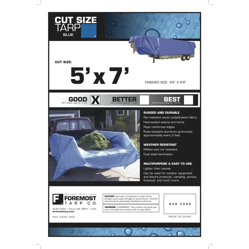 Dry Top 5 Ft. W X 7 Ft. L Light Duty Polyethylene Tarp Blue
