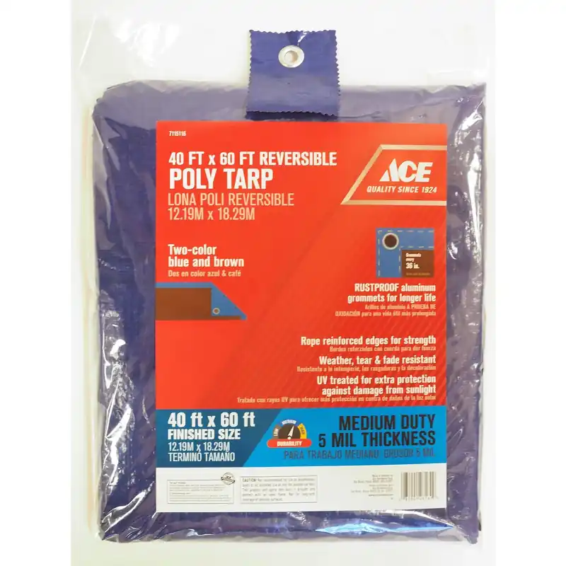 40 Ft. W X 60 Ft. L Medium Duty Polyethylene Tarp In Blue/brown
