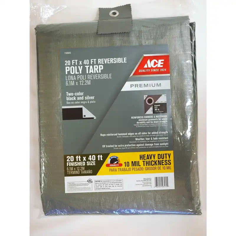 20 Ft. W X 40 Ft. L Heavy Duty Polyethylene Tarp Black/silver