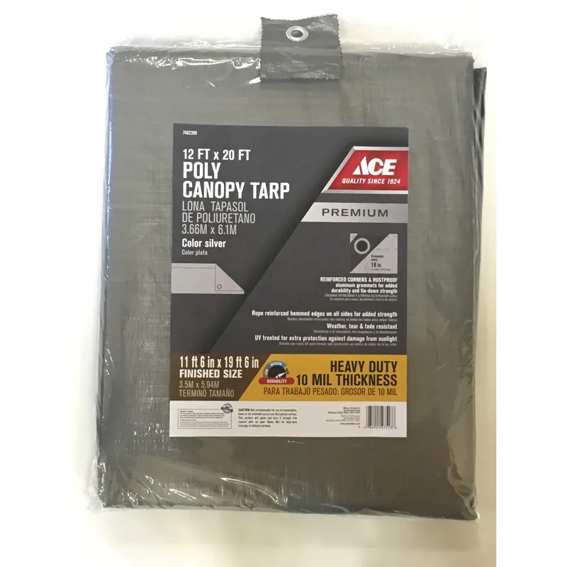 12 Ft. W X 20 Ft. L Heavy Duty Polyethylene Canopy Tarp Silver With Grommets