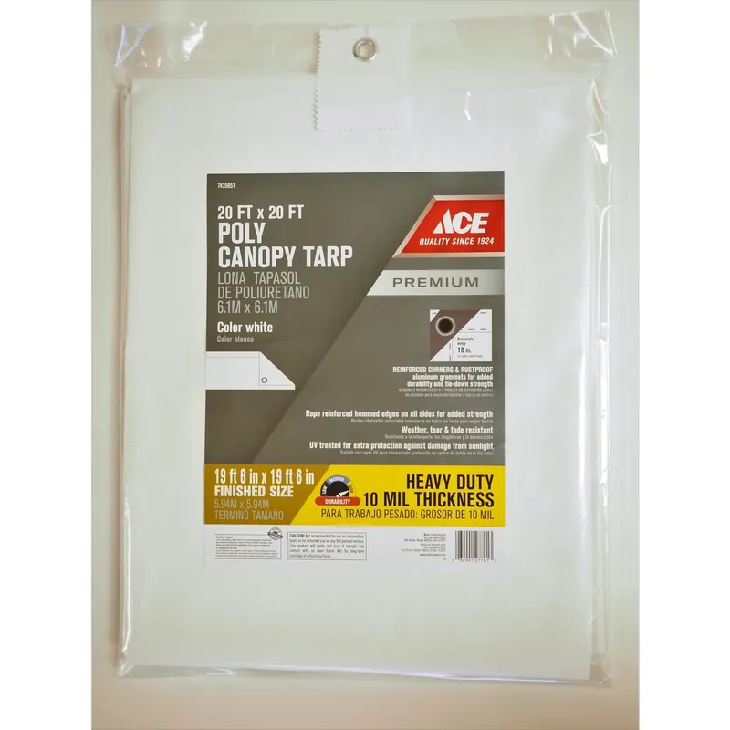 20 Ft. W X 20 Ft. L Heavy Duty Polyethylene Canopy Tarp - White