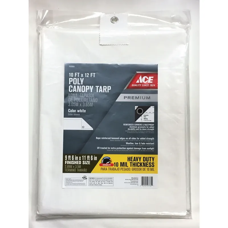 10 Ft. W X 12 Ft. L Heavy Duty Polyethylene Canopy Tarp - White