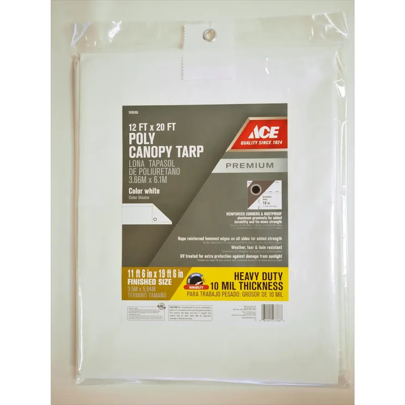 12 Ft. W X 20 Ft. L Heavy Duty Polyethylene Canopy Tarp - White