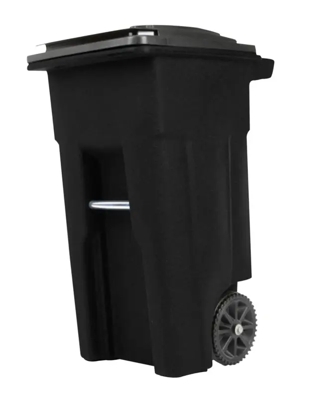 Wheeled Trash Can & Lid, Black, 32 Gallons