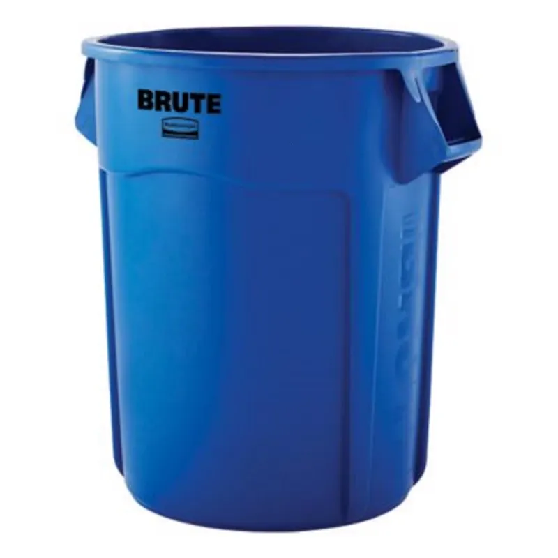 Brute 44 Gallon Blue Resin Trash Can With Liner Locking Feature