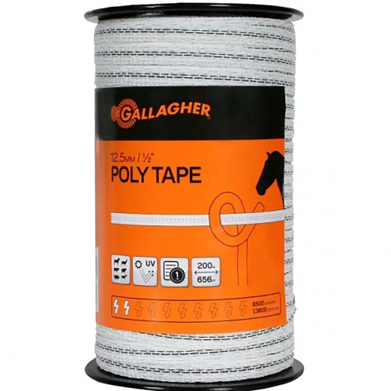Poly Electric Fence Tape, Ultra White, .5-In. X 656-Ft.