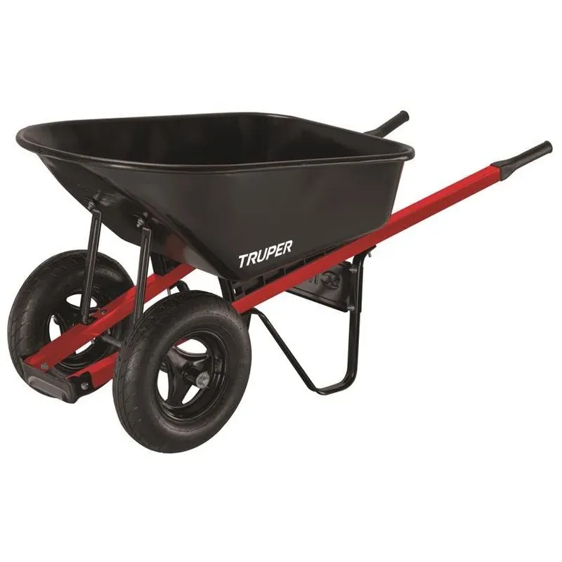 6 Cu. Ft. Steel Wheelbarrow With Dual Pneumatic Wheels And Steel Handle