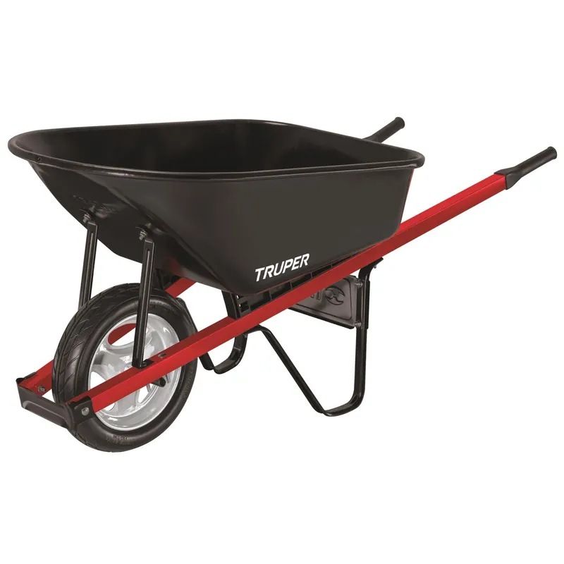 6 Cu. Ft. Steel Wheelbarrow With Flat Free Tire And Comfort Grip Handle