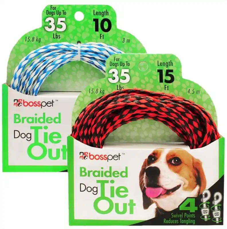 Blue/white 10 Feet Poly Dog Tie-out Rope For Small/medium Dogs