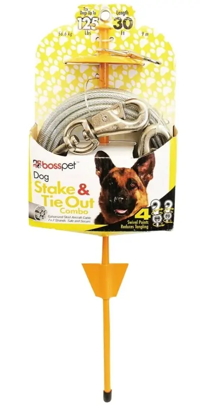 Yellow Tie-out With Stake Metal Dog Tie Out Stake X-large 30 Ft