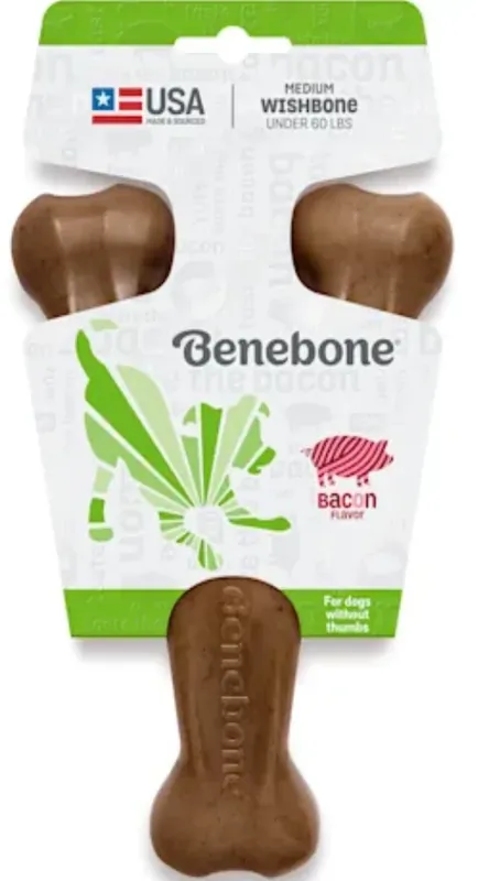 Medium Wishbone Bacon Flavored Dog Chew Toy - Durable And Engaging