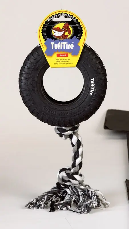 Boss Pet TuffTire For Dog Black Rubber Rope/Rubber Dog Tug Toy Large 1 Pk