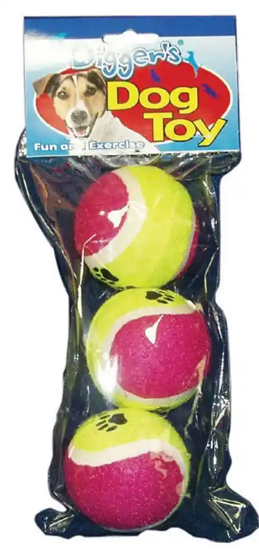 Boss Pet Digger‘s For Dog Multicolored Rubber Pet Tennis Balls Large 3 Pk