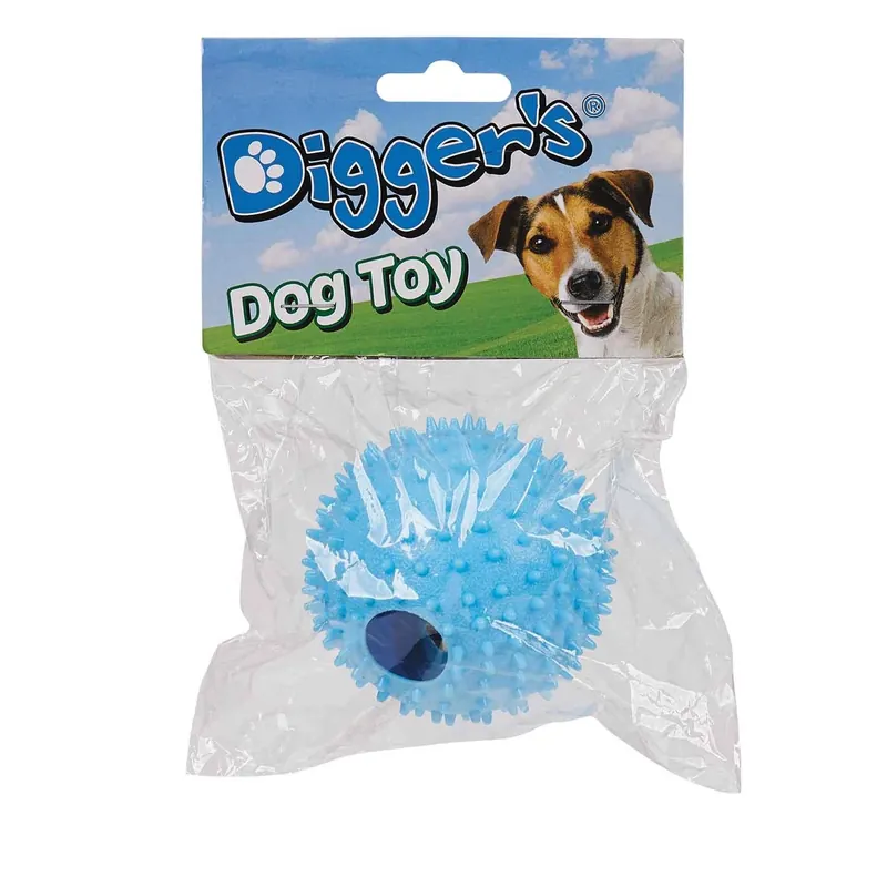 Boss Pet Digger‘s Blue Rubber Spiked TPR Ball W/Bell Ball Dog Toy Small 1 Pk
