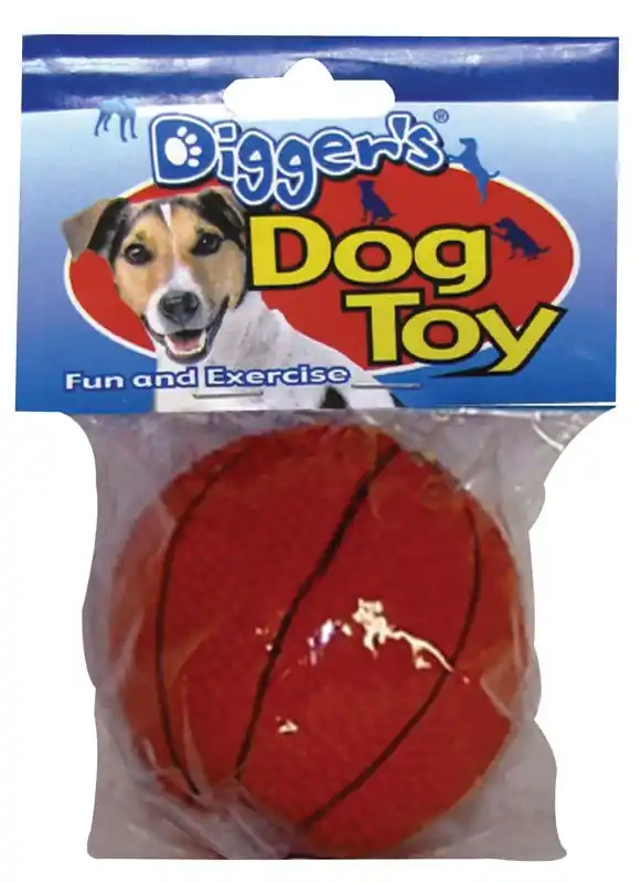 Boss Pet Digger‘s For Dog Orange Latex Basketball Squeaky Dog Toy Medium 1 Pk