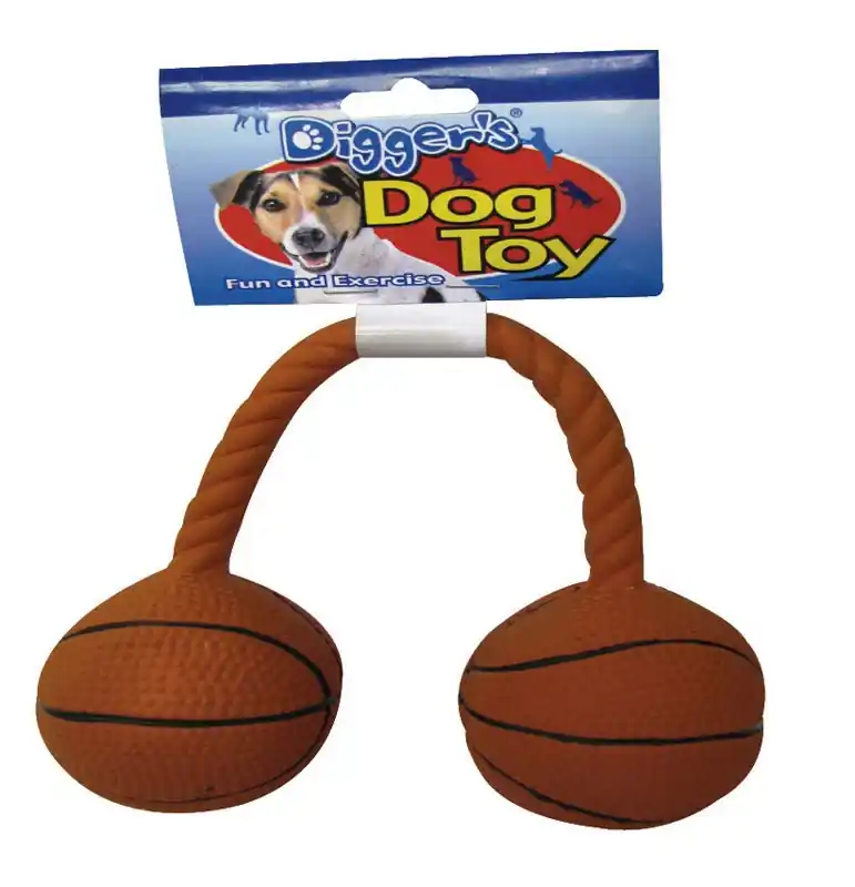 Boss Pet Digger‘s For Dog Orange Latex Twin Basketball Squeaky Dog Toy Medium 1 Pk