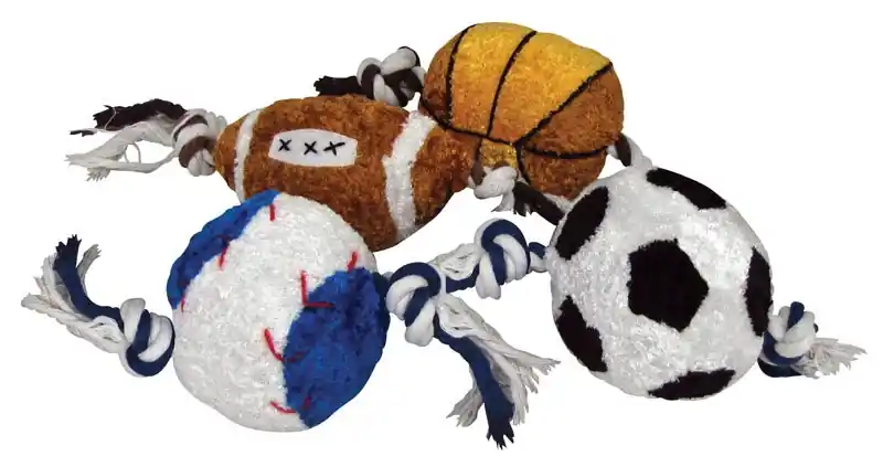 Boss Pet Digger‘s Multicolored Plush/Rubber Rope Sports Ball Dog Toy Large 1 Pk