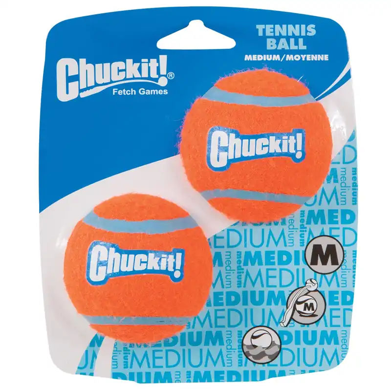 Chuckit! For Dog Blue/Orange Rubber Ball Launcher Tennis Balls Medium 2 Pk