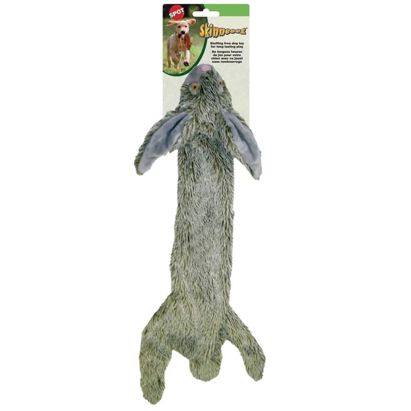 Spot Skinneeez For Dog Gray Plush Rabbit Dog Toy Medium 1 Pk