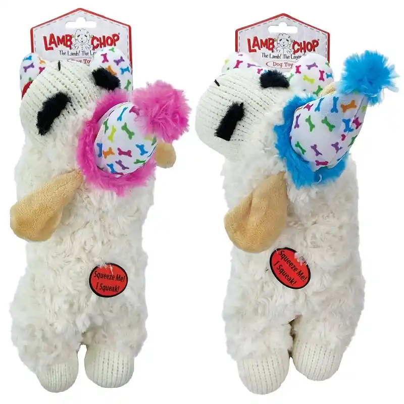 Multipet For Dog Assorted Polyester Lamb Chop W/Birthday Hat Dog Toy 1 Pk