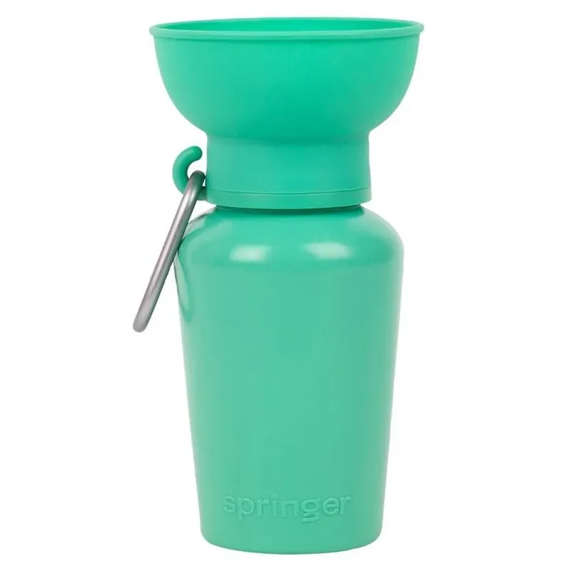 Springer Green Flip‑Top Dog Travel Bottle – Portable Plastic Water Dispenser