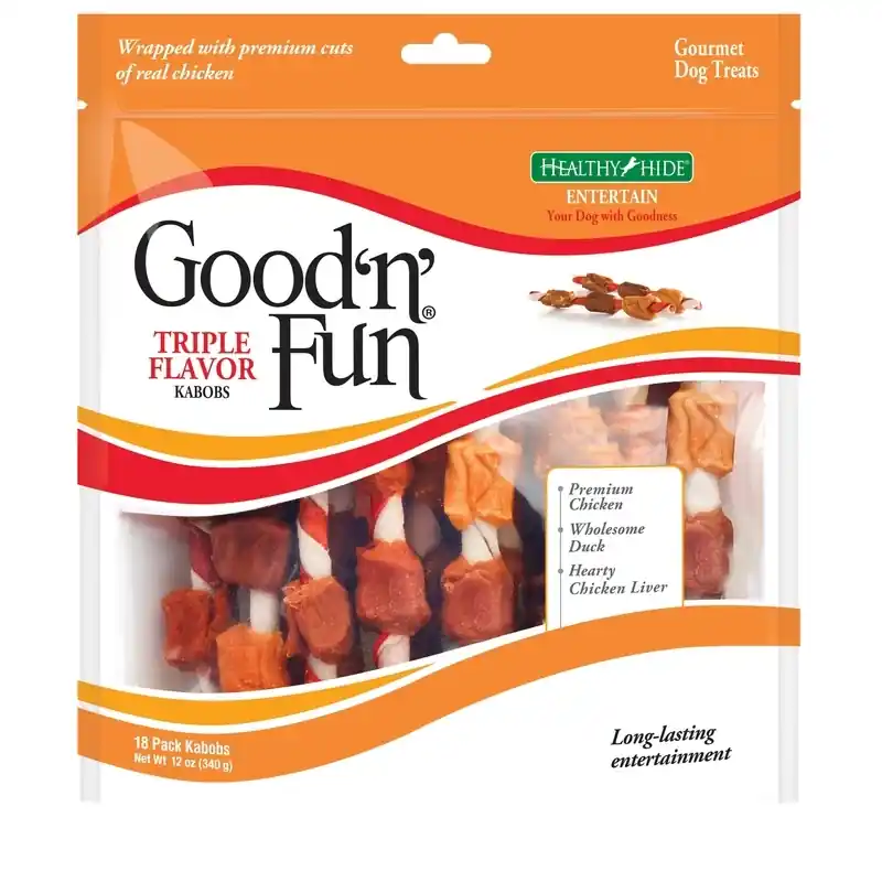 Good ‘n‘ Fun All Size Dogs All Ages Rawhide Twists Chicken/Duck And Chicken Liver 18 Pk