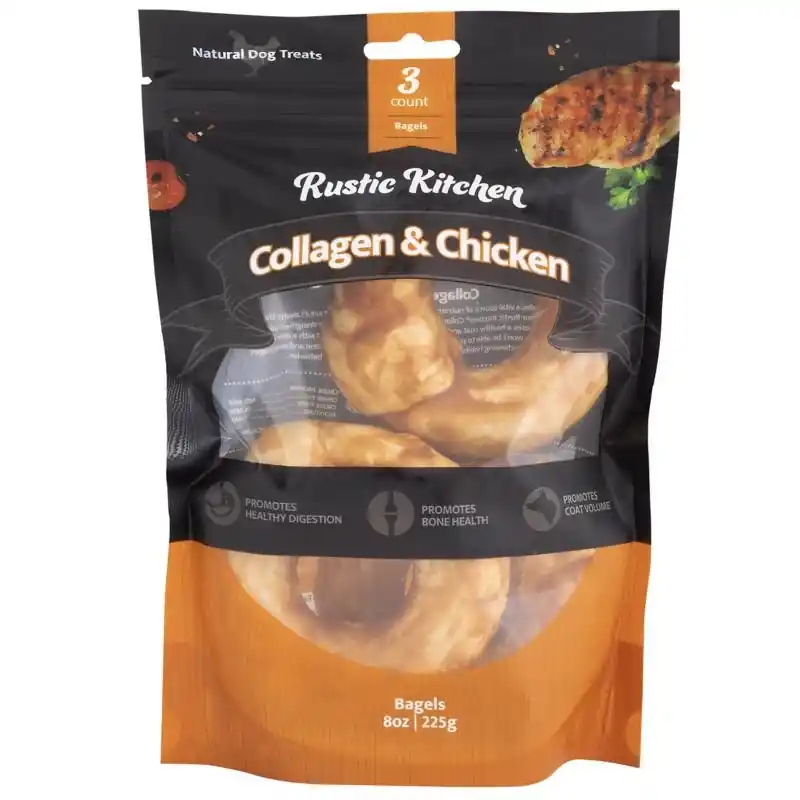 Wild Eats Grain Free Dog Treats 8 Oz, Collagen Chicken Bagel
