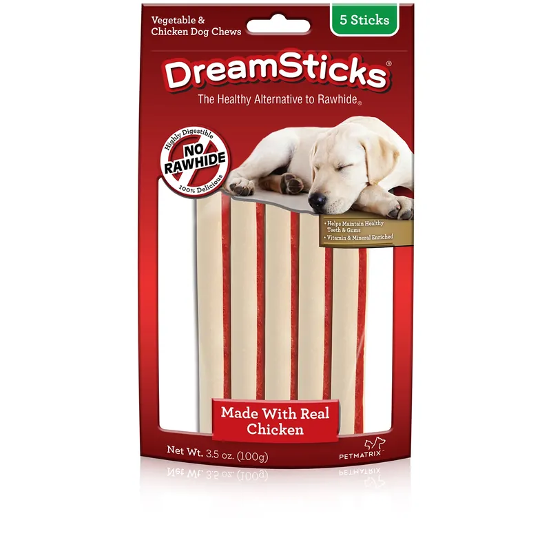 DreamBone DreamSticks Vegetables And Chicken Chews For Dogs 3.5 Oz 4-3/4 In. 5 Pk