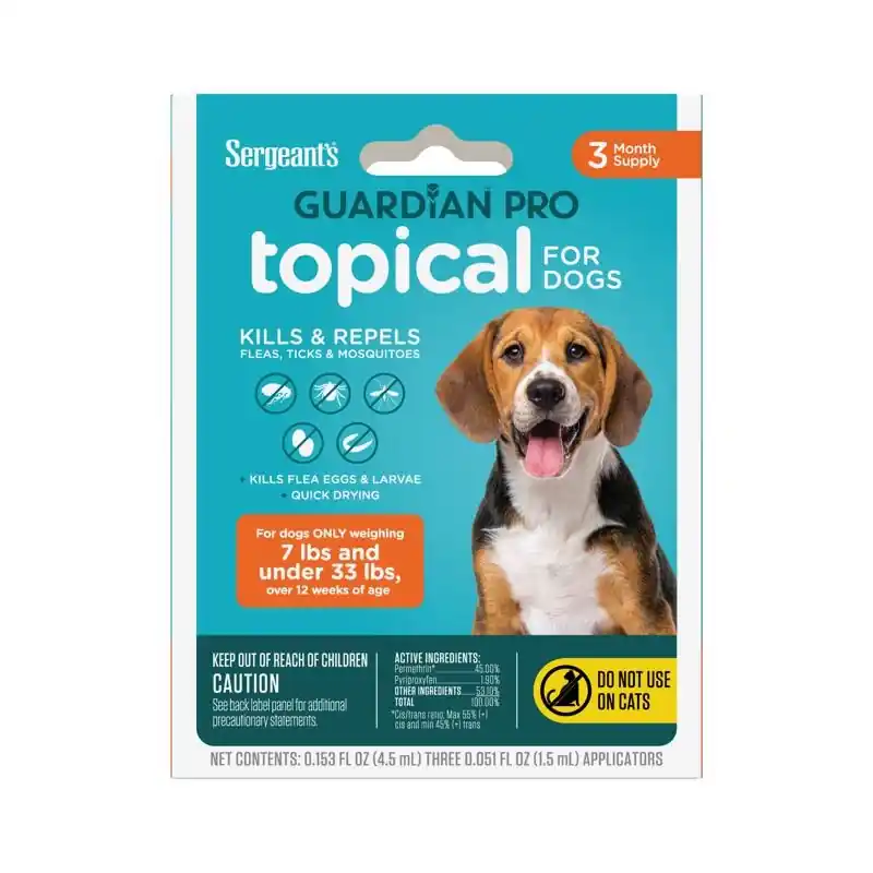 Guardian Pro Liquid Dog Flea And Tick Killer 0.15 Oz For Dogs 7-33 Lb