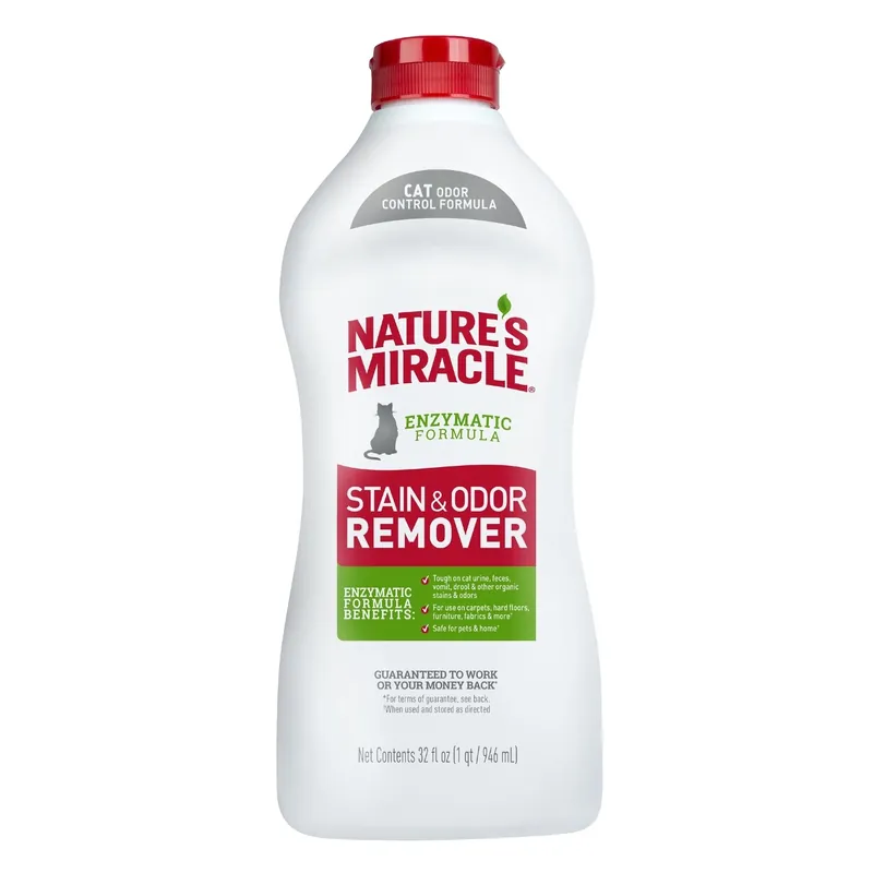 Nature‘s Miracle Just For Cats No Scent Stain And Odor Remover 32 Oz Liquid
