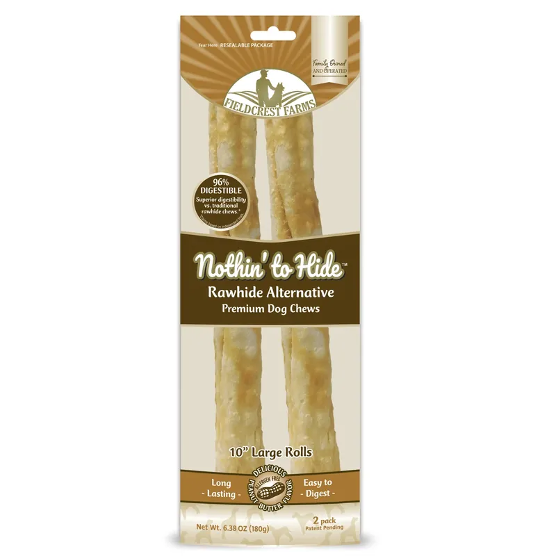 Fieldcrest Farms Nothin‘ To Hide Lg Roll Peanut Butter Grain Free Chews For Dogs 0.4 Lb 10 In. 2 Pk