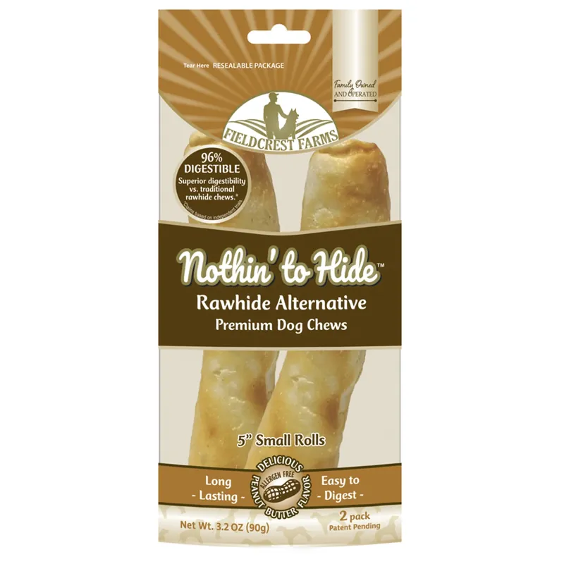Fieldcrest Farms Nothin‘ To Hide Sm Roll Peanut Butter Grain Free Chews For Dogs 0.2 Lb 5 In. 2 Pk