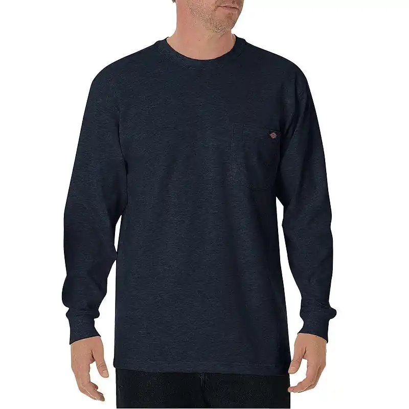 Heavyweight Long Sleeve Crew Neck Tee Shirt Dark Navy Size Medium