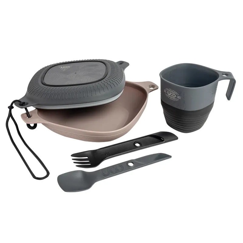 Gray Mess Kit 6 Piece Set With Rubberized Grips And Airtight Seal