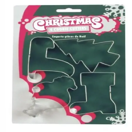 Christmas Card Cookie Cutter Set, 4-piece Holiday Baking Tools