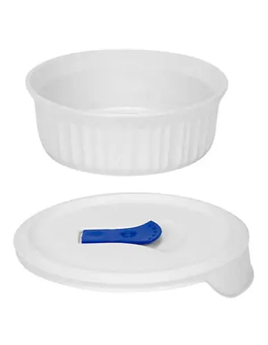 French White 24 Ounce Round Casserole Dish With Vented Cover