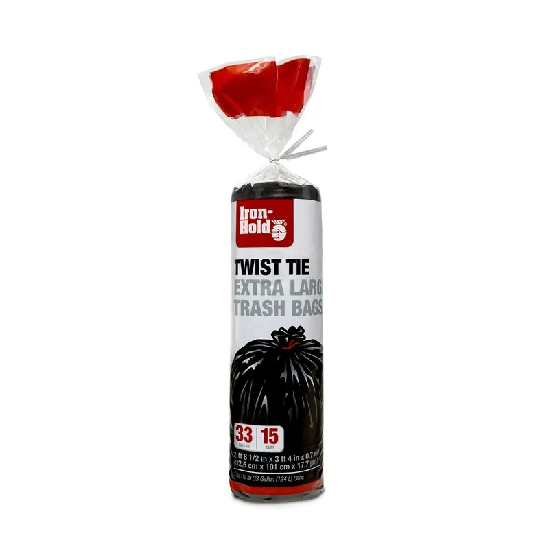 Iron-Hold 33 Gal Trash Bags Twist Tie 15 Pk