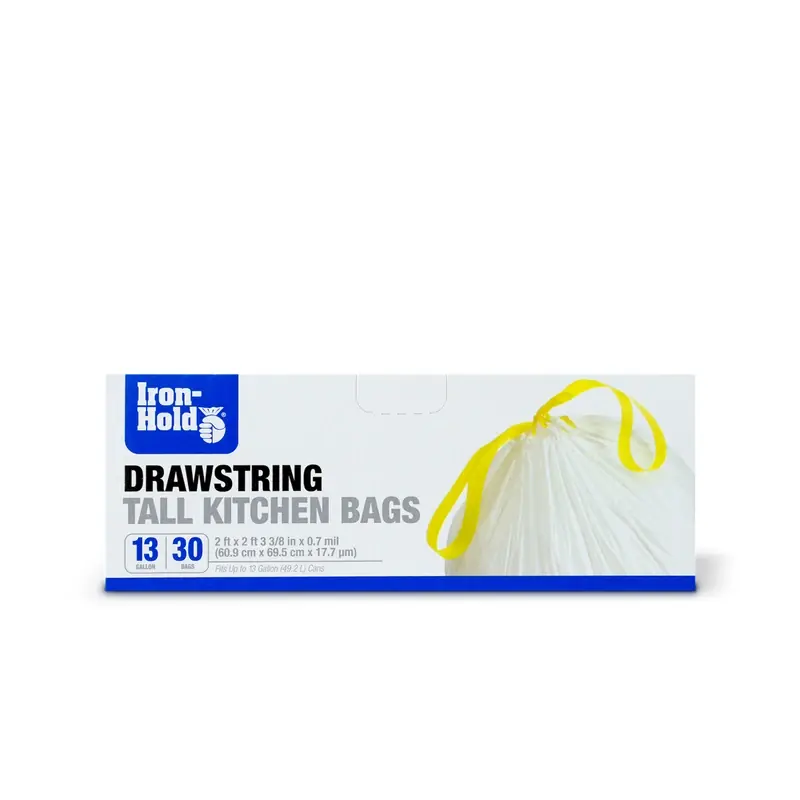 Iron-Hold 13 Gal No Scent Tall Kitchen Bags Drawstring 30 Pk