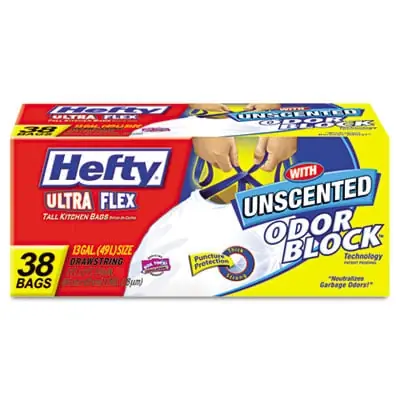 Ultra Flex Drawstring Tall Kitchen Trash Bags, 13 Gallon, 1.1 Mil, 24 X 27 3/8, 38 Count