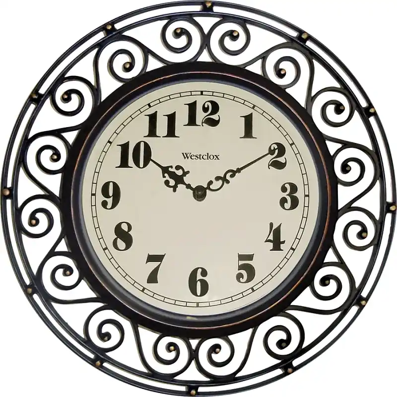 12 Inch Round Wrought Iron Design Wall Clock With Analog Display