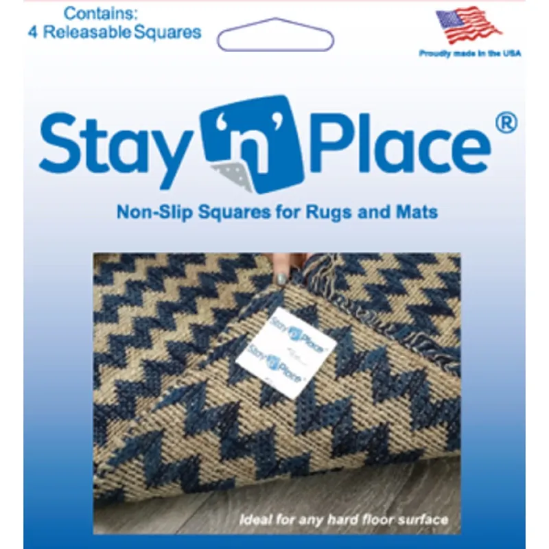 Stay ‘n‘ Place Rug Slip Resistant Tabs 3 In. W X 3 In. L Cloth/Plastic Blue 4 Pk